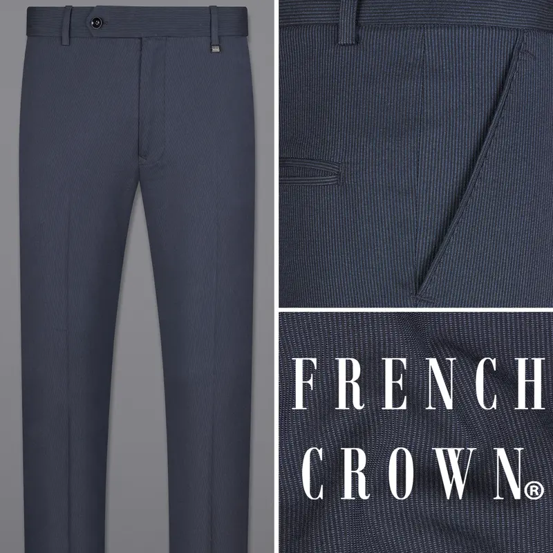 Shark Blue Textured Pant 1