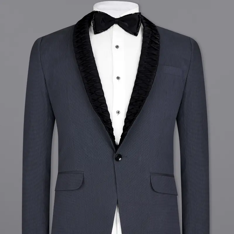 Shark Blue Textured Tuxedo Designer Blazer 1