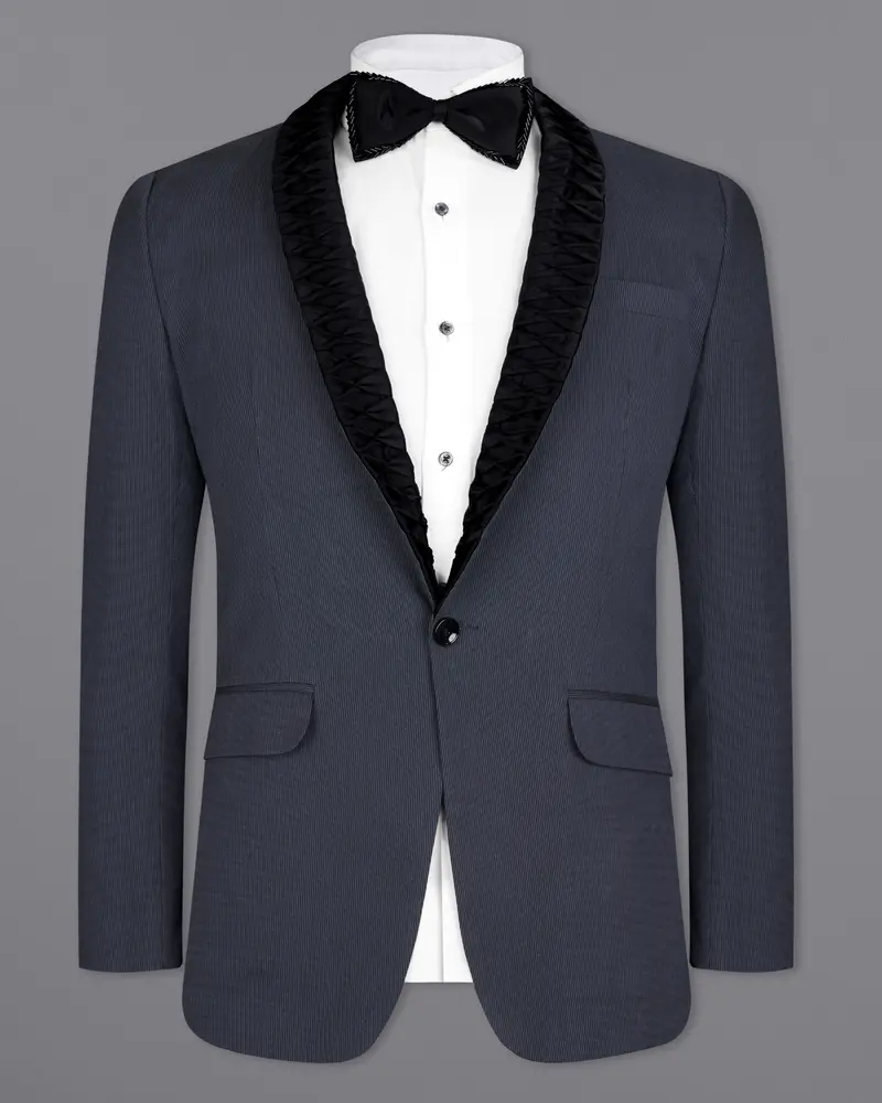 Shark Blue Textured Tuxedo Designer Blazer 2