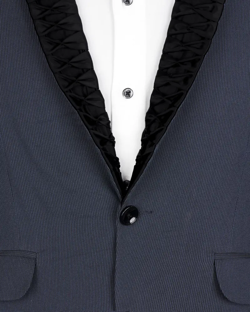 Shark Blue Textured Tuxedo Designer Blazer 4