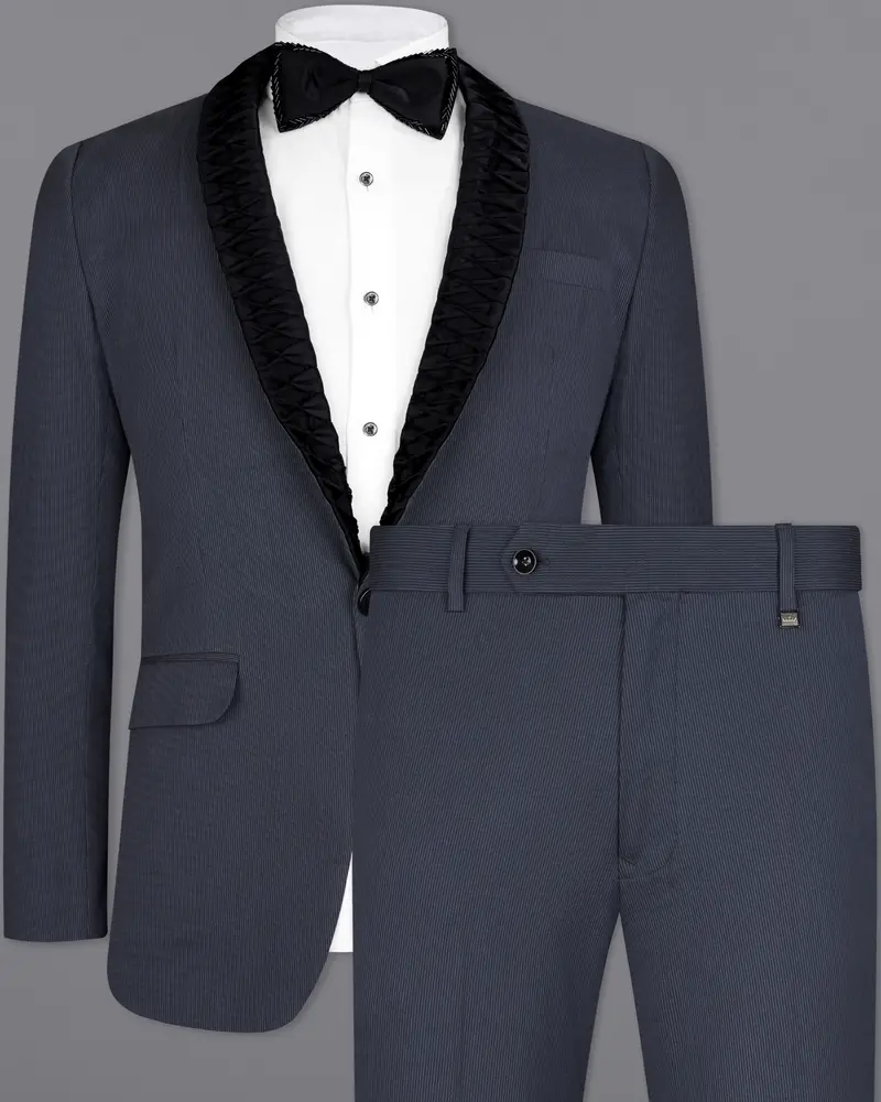 Shark Blue Textured Tuxedo Designer Suit 2