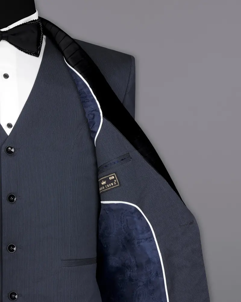 Shark Blue Textured Tuxedo Designer Suit 8