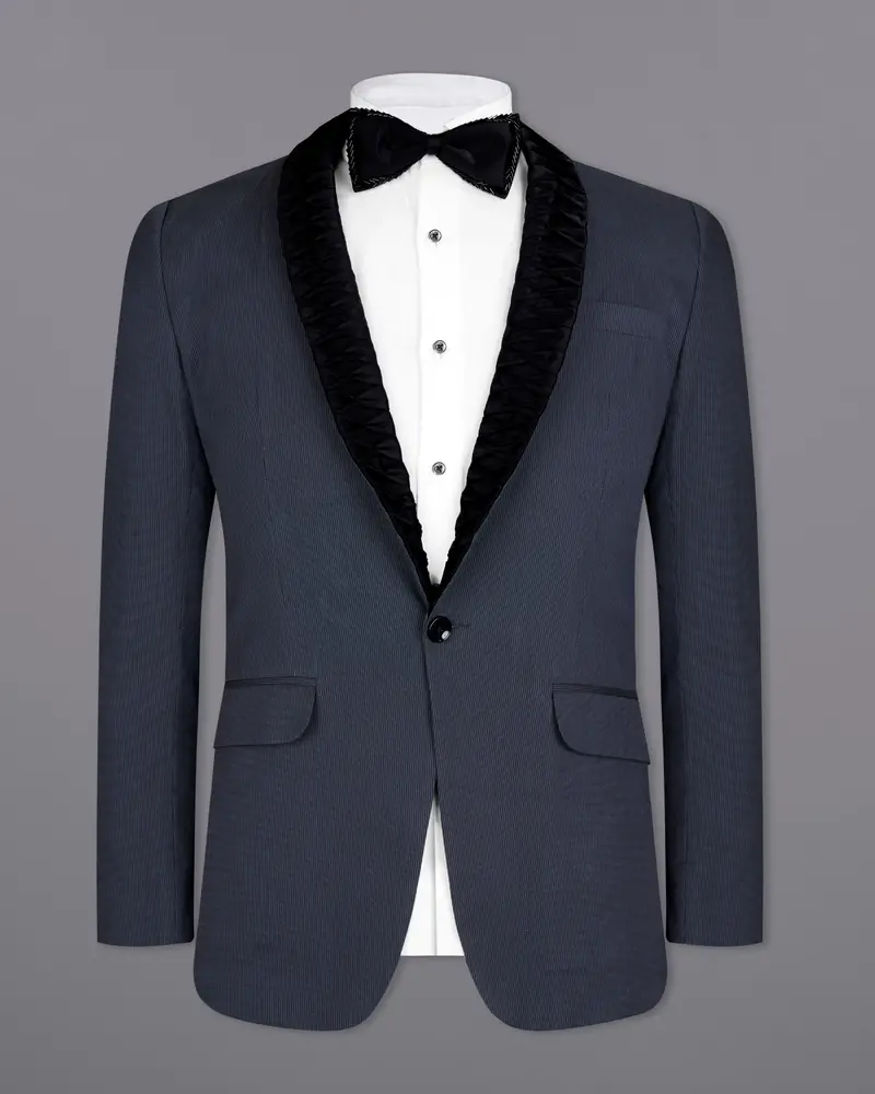 Shark Blue Textured Tuxedo Designer Suit 9