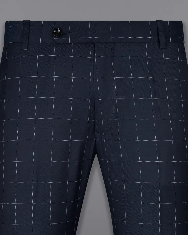 Shark Blue Windowpane Wool Rich Pant 2