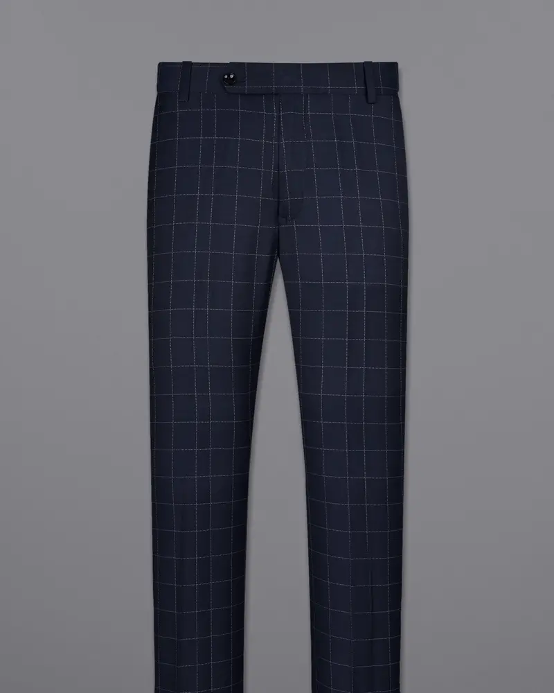 Shark Blue Windowpane Wool Rich Pant 4