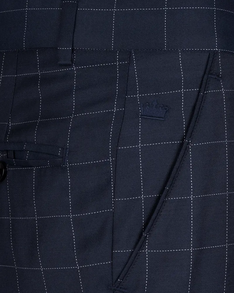 Shark Blue Windowpane Wool Rich Pant 5