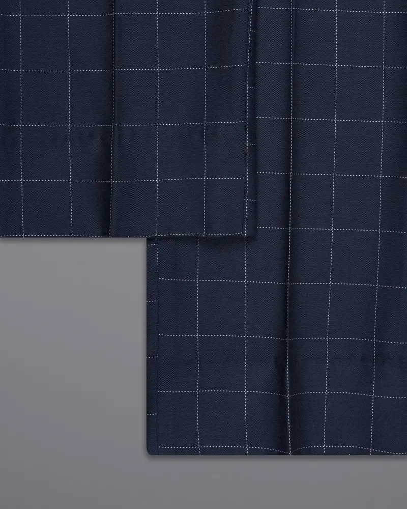 Shark Blue Windowpane Wool Rich Pant 6