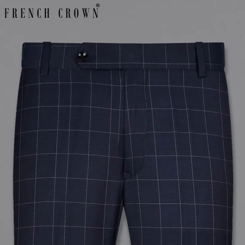 Shark Blue Windowpane Wool Rich Pant 7