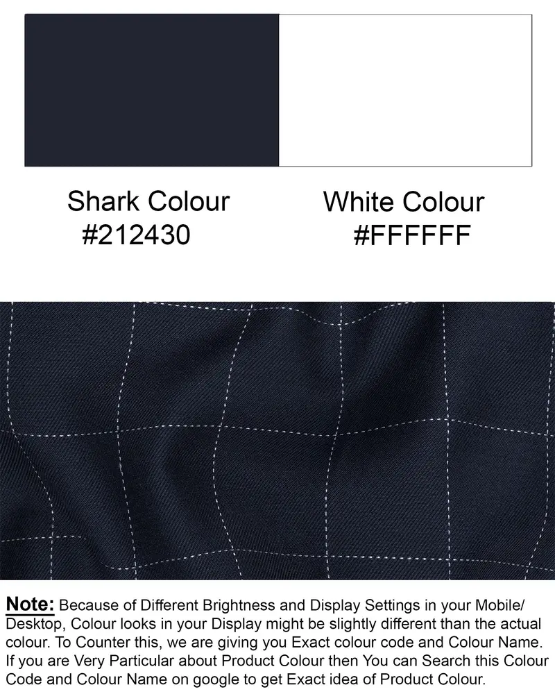 Shark Blue Windowpane Wool Rich Pant 8