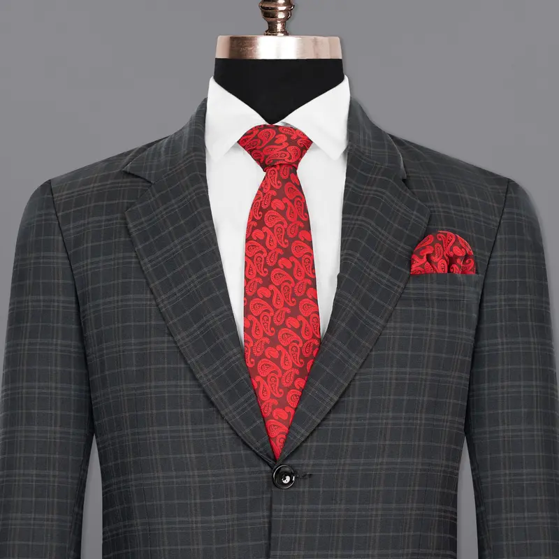 Shark Gray Plaid Wool Rich Blazer 1