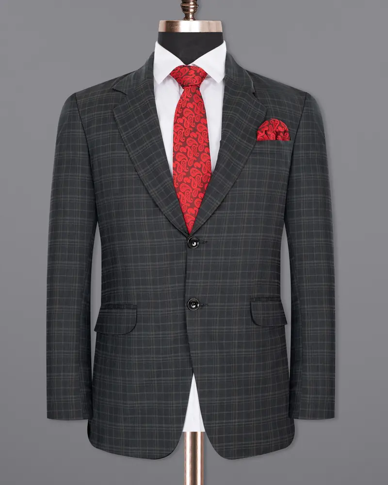 Shark Gray Plaid Wool Rich Blazer 8