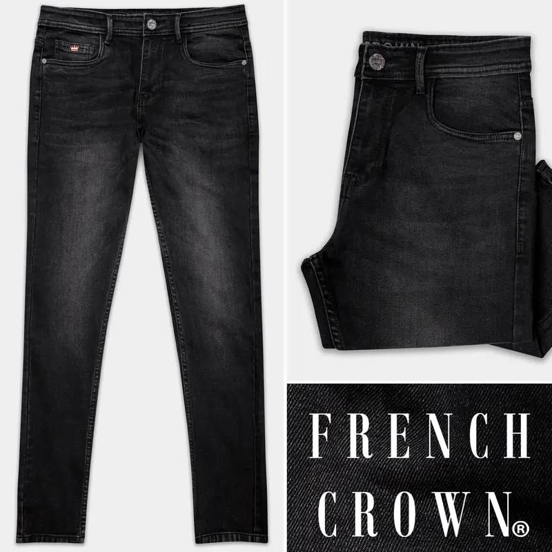 Shark Gray Whiskering Wash Stretchable Denim 1