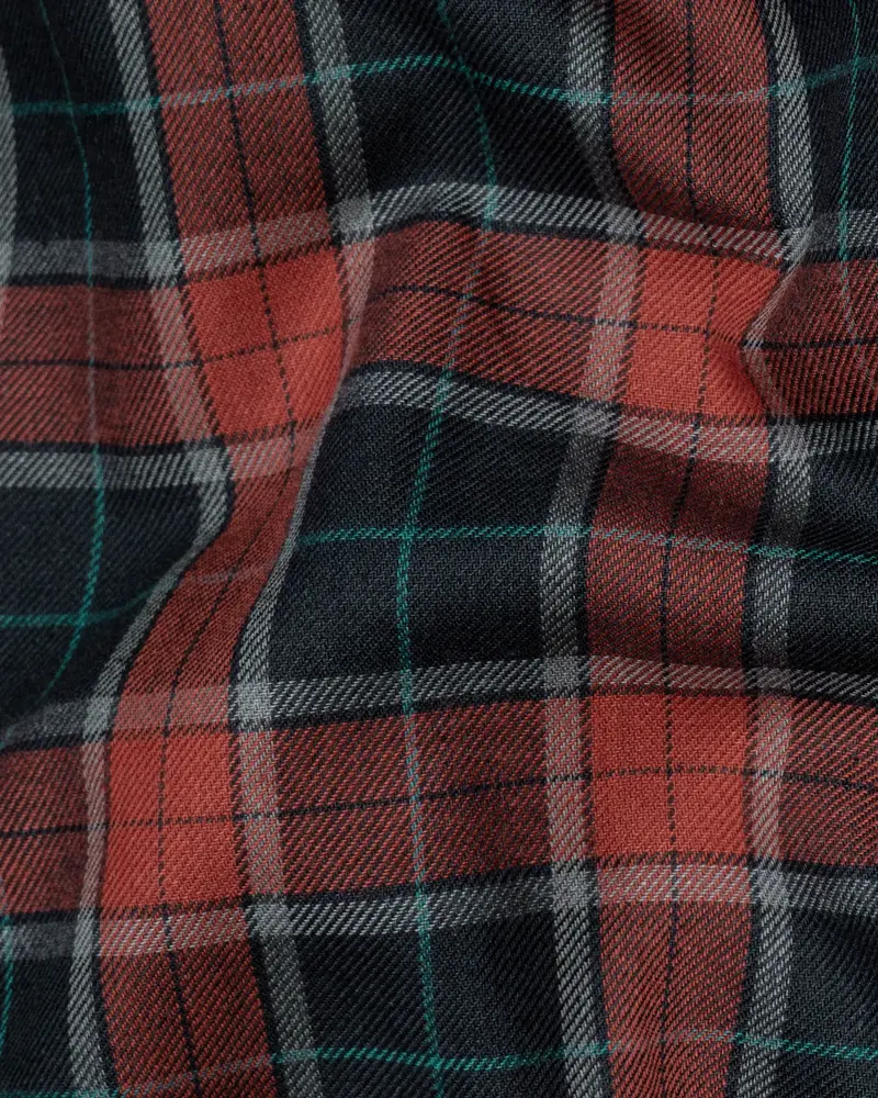 Shark Gray With Ironstone Brown Twill Plaid Premium Cotton Shirt 2