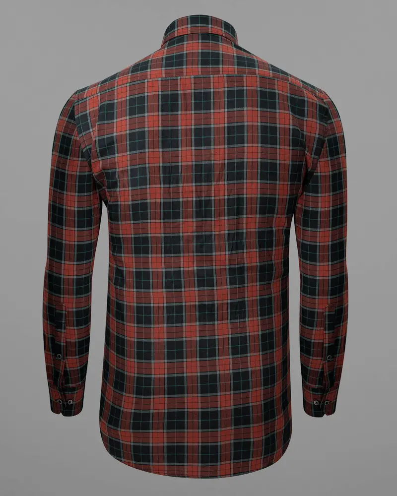 Shark Gray With Ironstone Brown Twill Plaid Premium Cotton Shirt 6