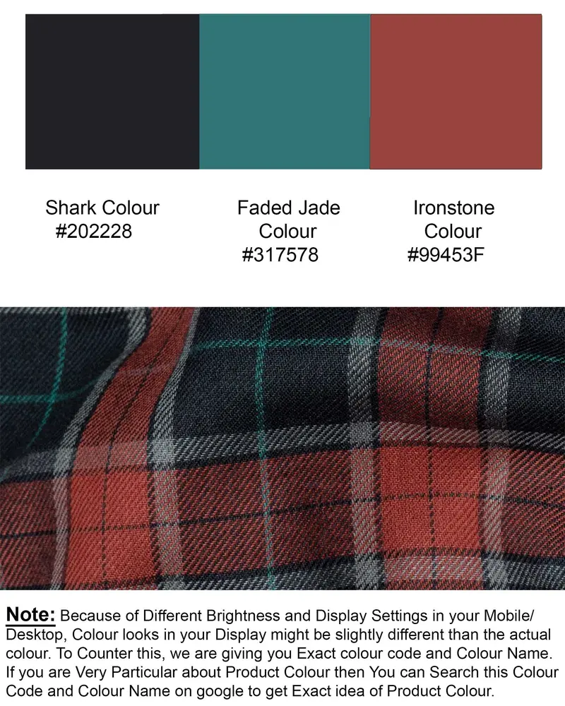 Shark Gray With Ironstone Brown Twill Plaid Premium Cotton Shirt 8