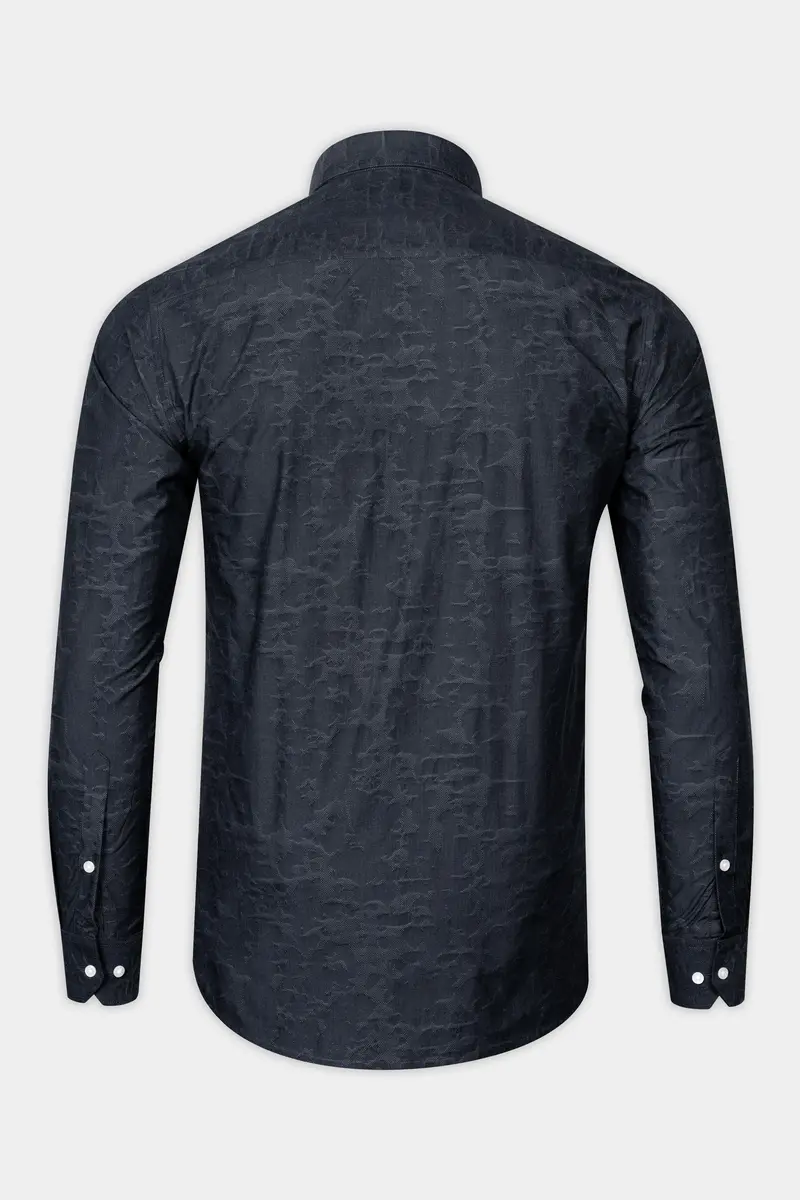 Shark Grey Jacquard Textured Premium Giza Cotton Shirt 5
