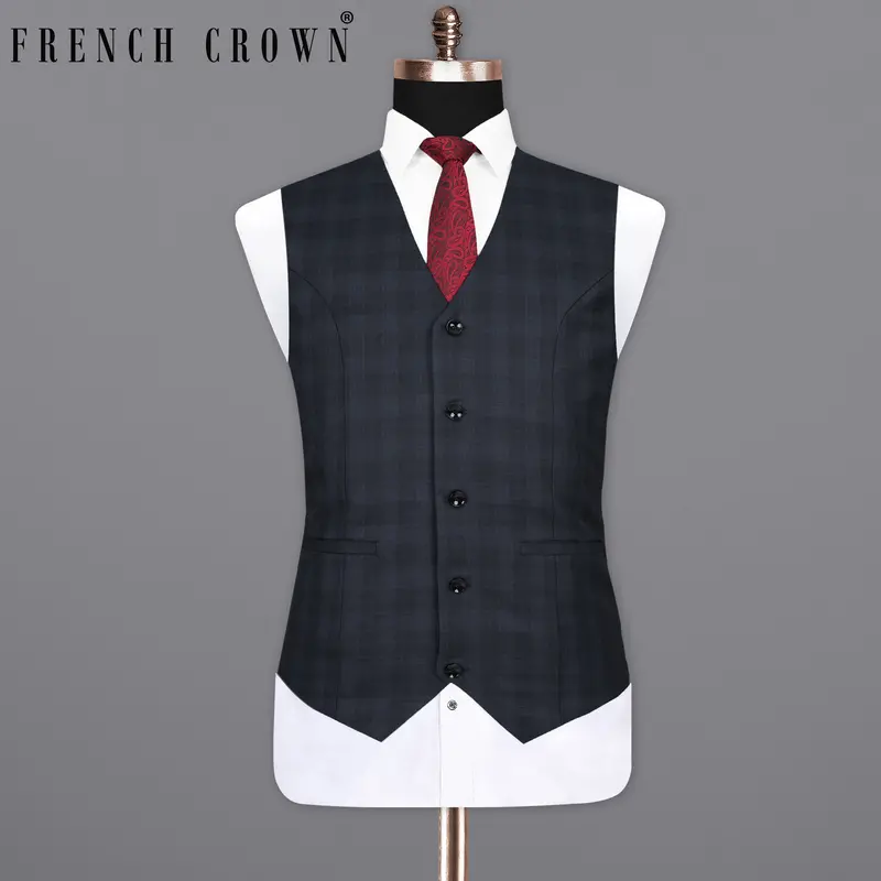 Shark Grey Plaid Woolrich Waistcoat 1