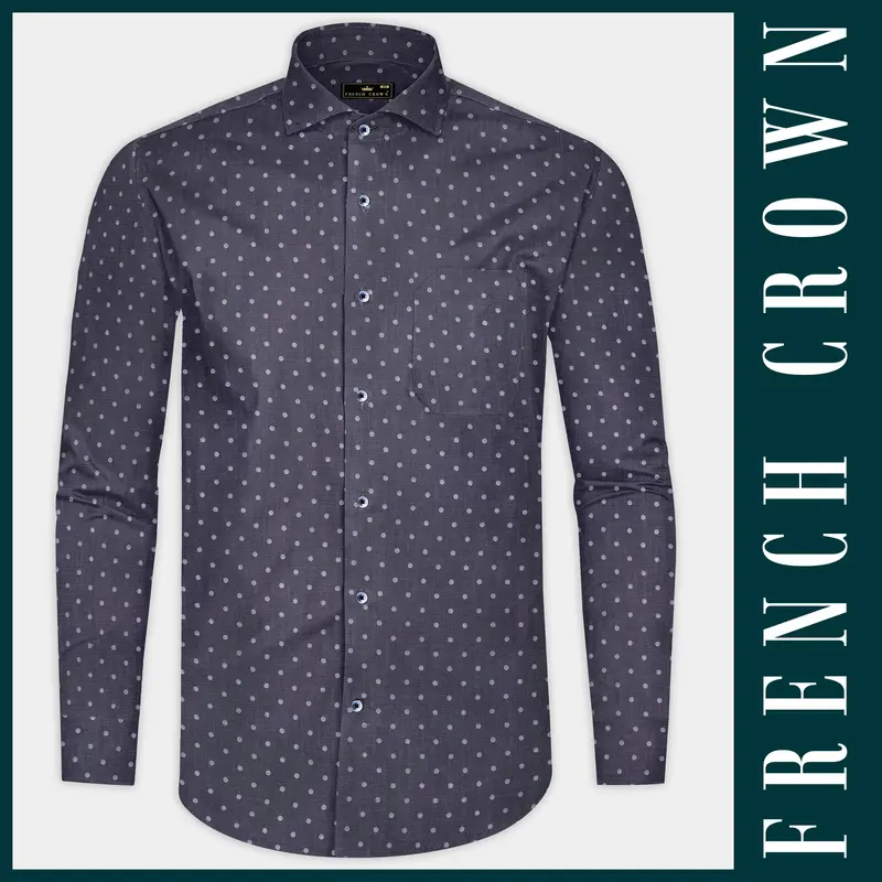 Sharkstone-Grey Printed Pocket Design Denim Shirt 1