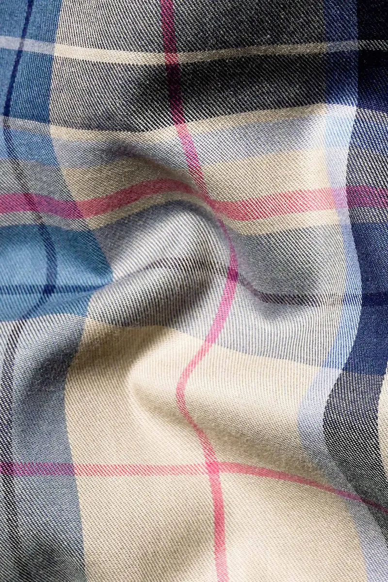 Shell Brown And Lapis Blue Twill Plaid Premium Cotton Designer Shirt 3