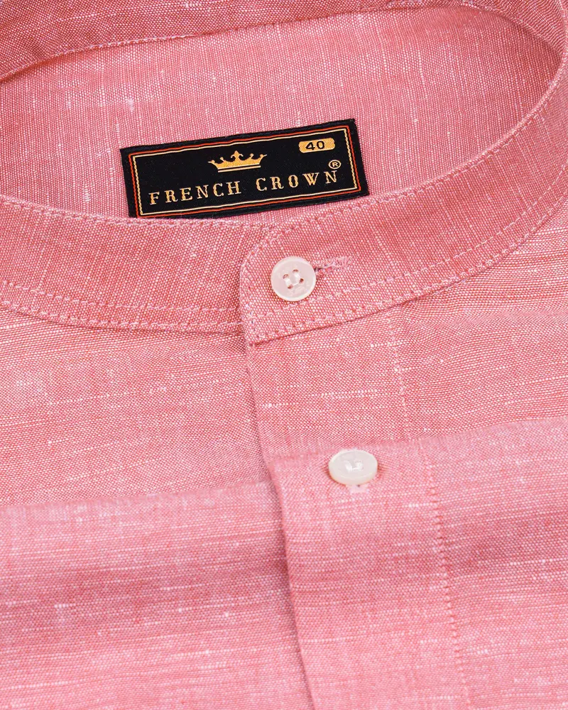 Sherbet Pink Luxurious Linen Shirt 1