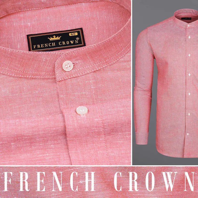 Sherbet Pink Luxurious Linen Shirt 10