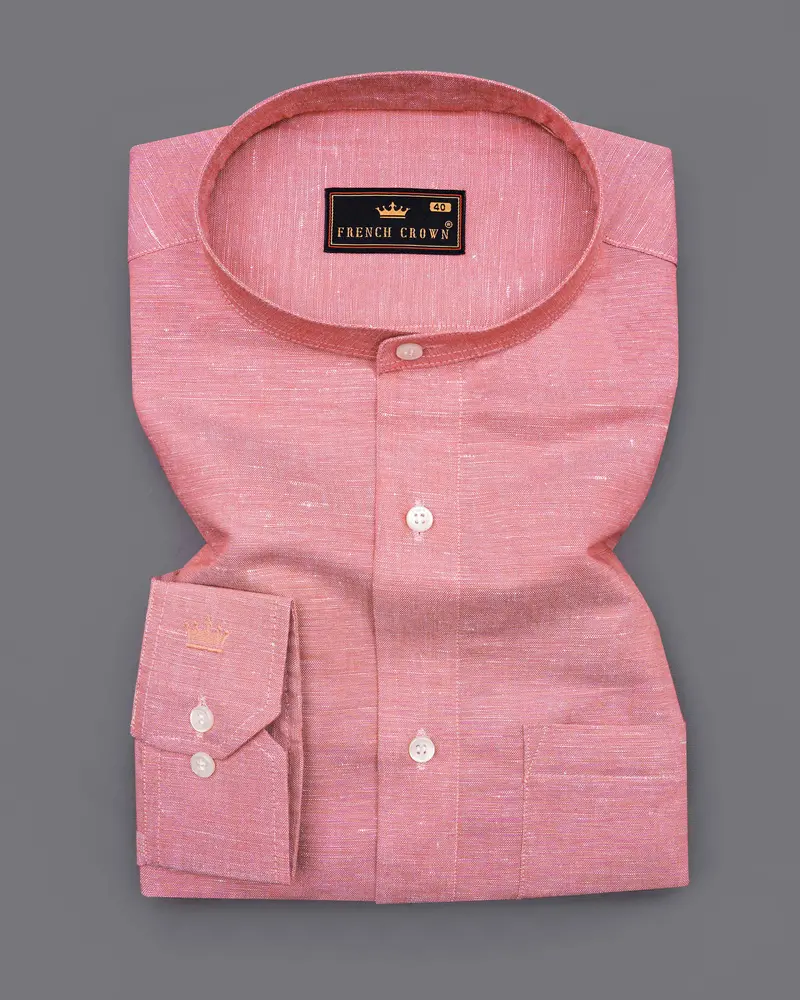 Sherbet Pink Luxurious Linen Shirt 3
