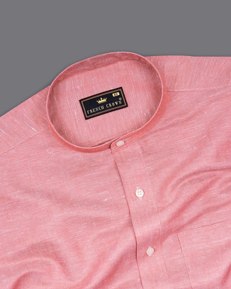 Sherbet Pink Luxurious Linen Shirt 4