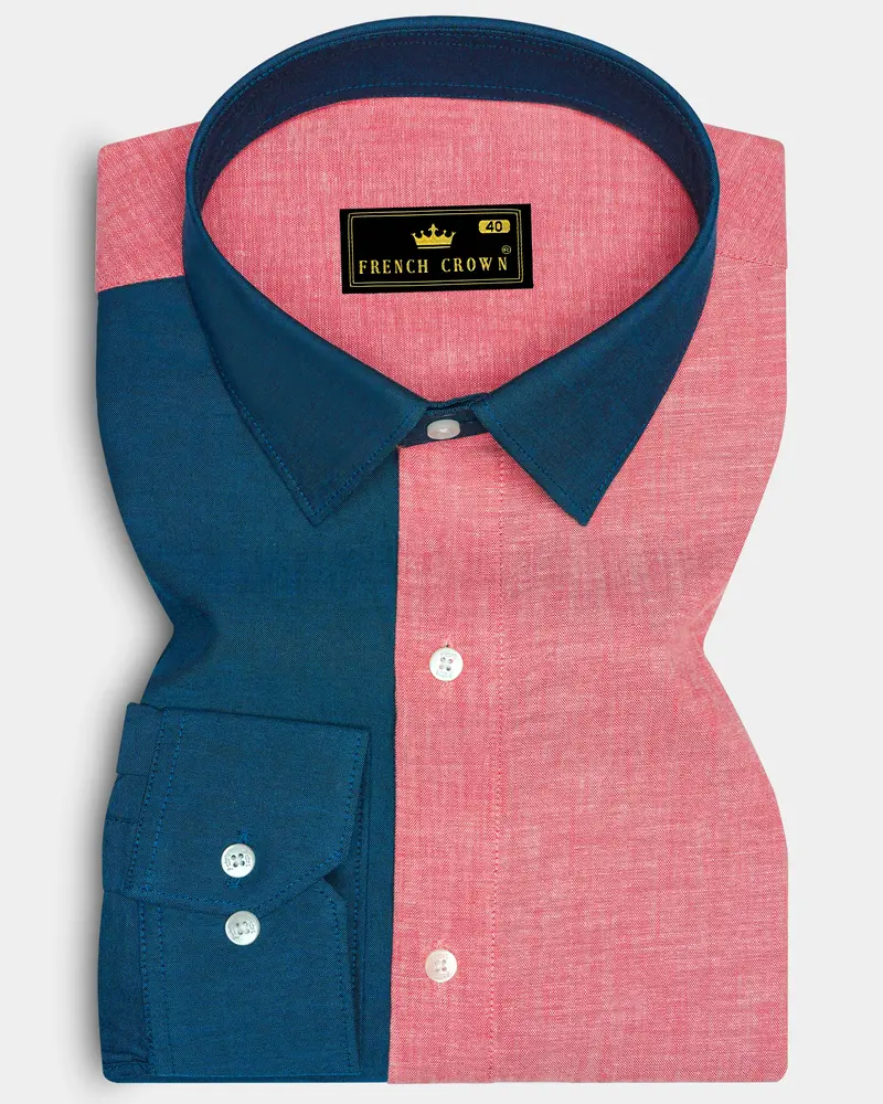 Sherpa Sea Blue And Cranberry Pink Royal Oxford Designer Shirt 1