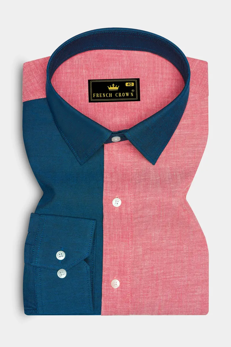 Sherpa Sea Blue And Cranberry Pink Royal Oxford Designer Shirt 2