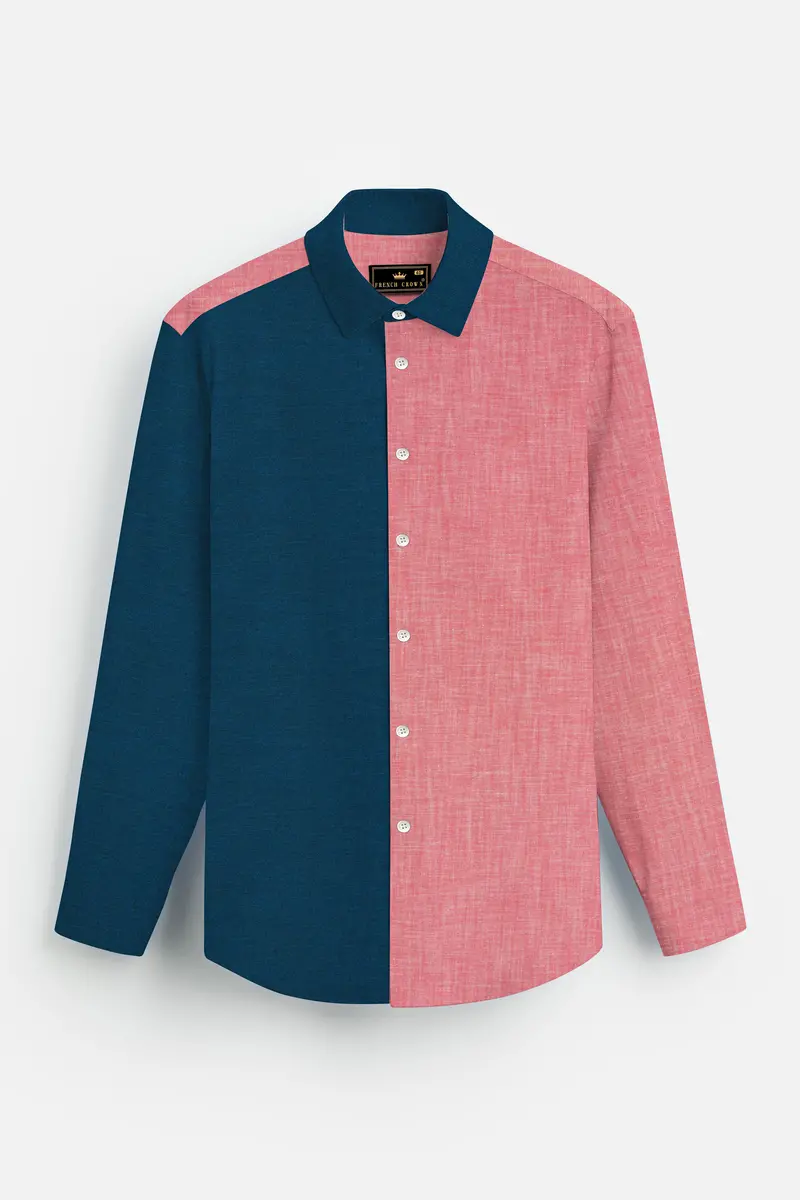 Sherpa Sea Blue And Cranberry Pink Royal Oxford Designer Shirt 4