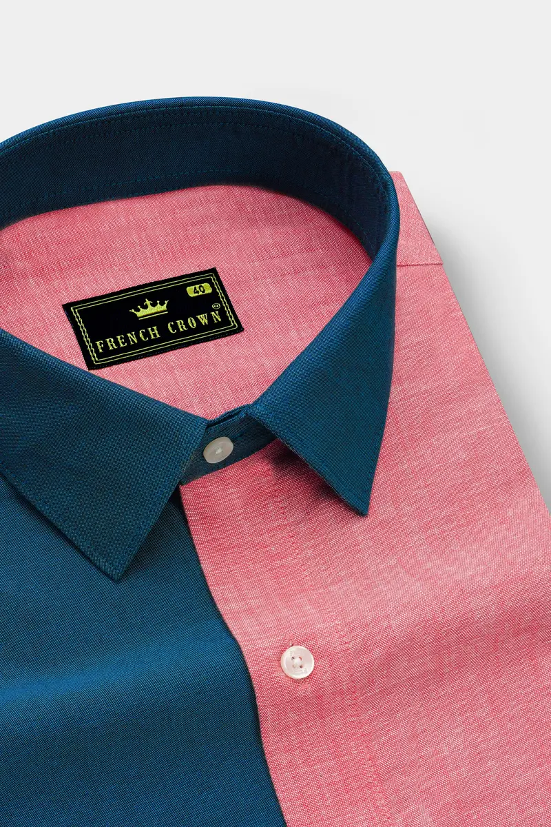 Sherpa Sea Blue And Cranberry Pink Royal Oxford Designer Shirt 5