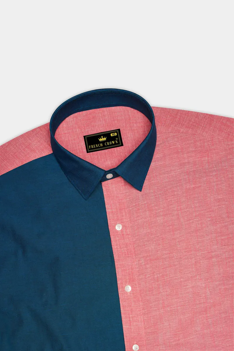 Sherpa Sea Blue And Cranberry Pink Royal Oxford Designer Shirt 6
