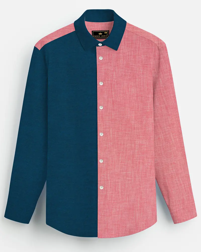 Sherpa Sea Blue And Cranberry Pink Royal Oxford Designer Shirt 8