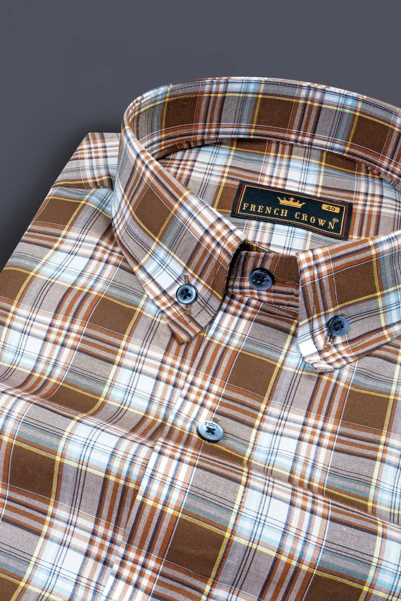 Shingle Fawn Multicolour Plaid Premium Cotton Shirt 1