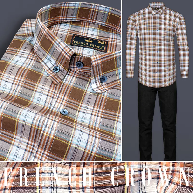 Shingle Fawn Multicolour Plaid Premium Cotton Shirt 10