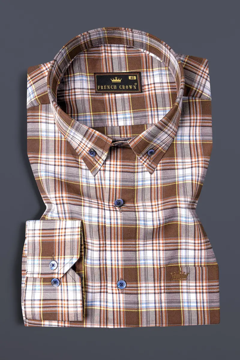 Shingle Fawn Multicolour Plaid Premium Cotton Shirt 3