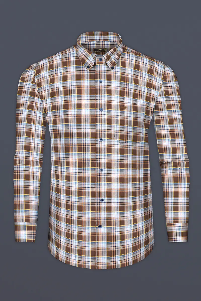 Shingle Fawn Multicolour Plaid Premium Cotton Shirt 4