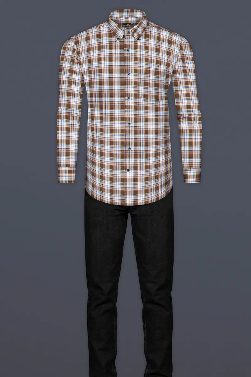Shingle Fawn Multicolour Plaid Premium Cotton Shirt 6