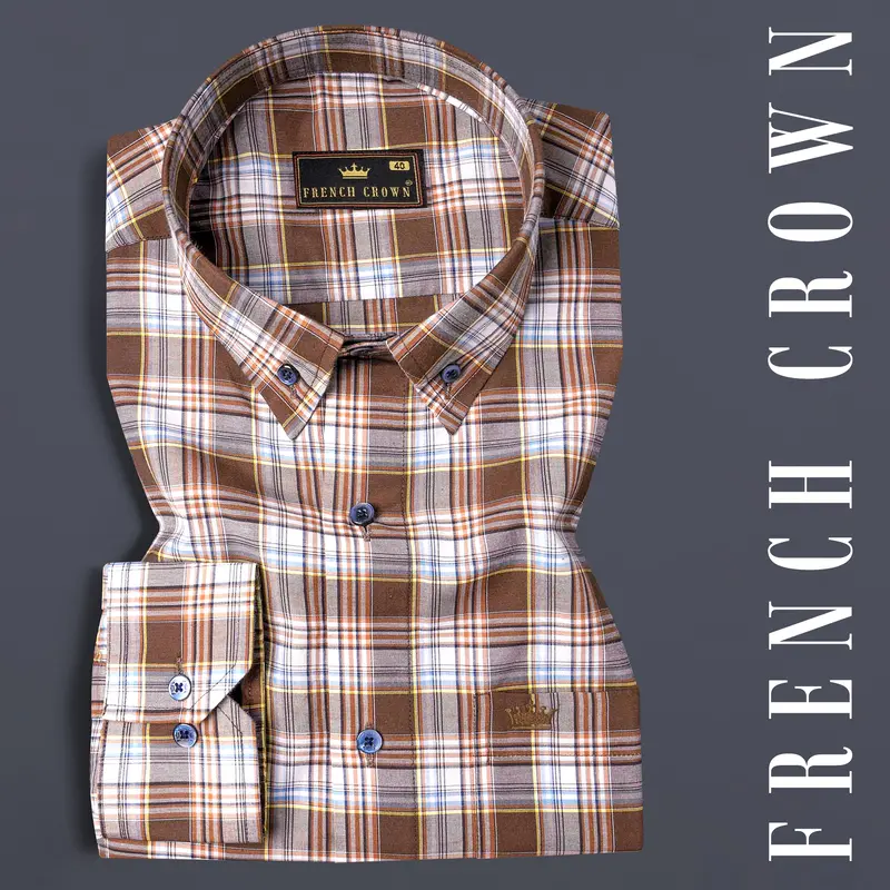Shingle Fawn Multicolour Plaid Premium Cotton Shirt 7