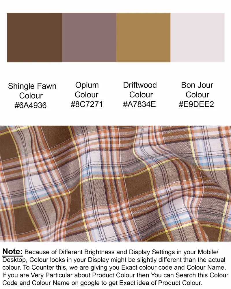 Shingle Fawn Multicolour Plaid Premium Cotton Shirt 8