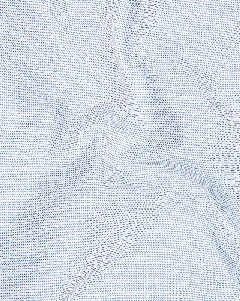 Ship Cove Blue And White Dobby Textured Premium Giza Cotton Shirt 2