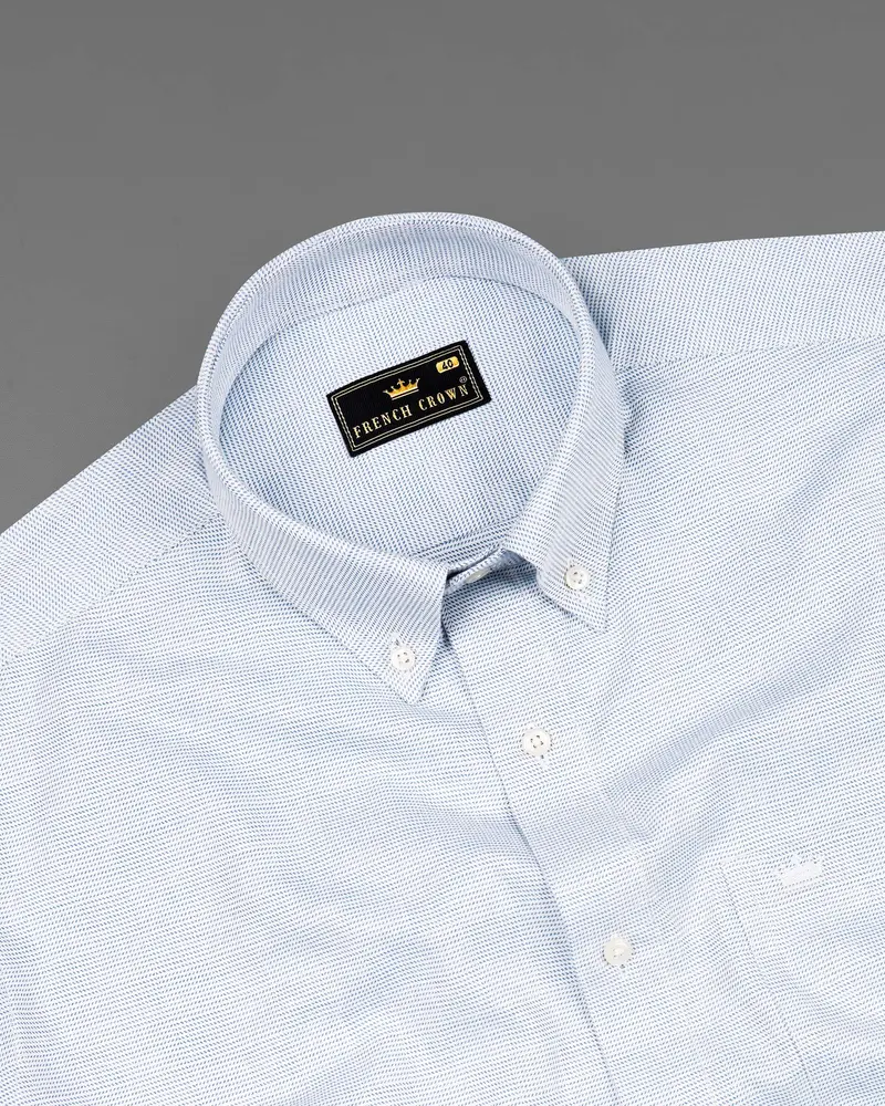 Ship Cove Blue And White Dobby Textured Premium Giza Cotton Shirt 4
