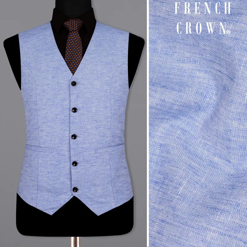 Ship Cove Blue Luxurious Linen Sports Waistcoat 1