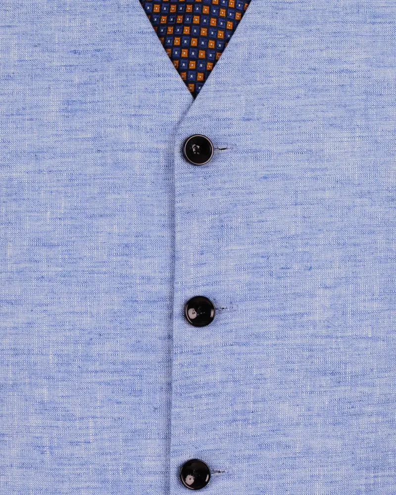 Ship Cove Blue Luxurious Linen Sports Waistcoat 5