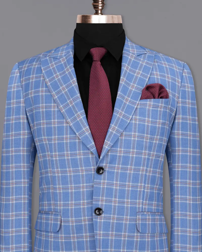 Ship Cove Blue Super Fine Windowpane Wool Rich Blazer 2