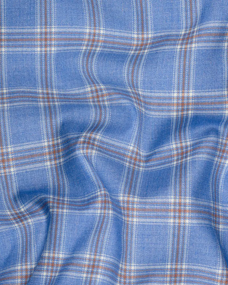 Ship Cove Blue Super Fine Windowpane Wool Rich Blazer 3