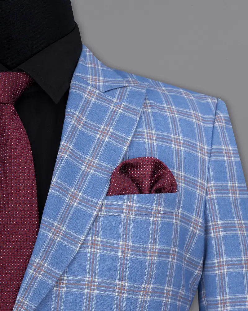 Ship Cove Blue Super Fine Windowpane Wool Rich Blazer 6