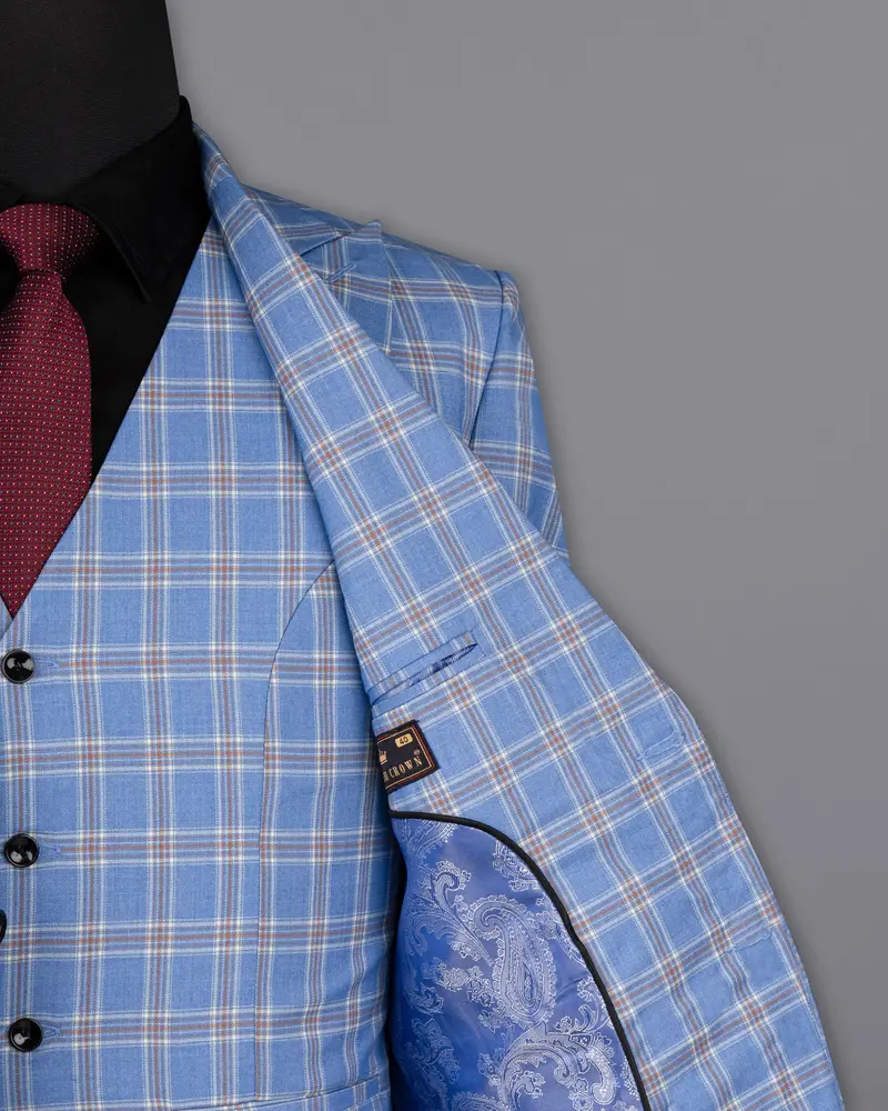 Ship Cove Blue Super Fine Windowpane Wool Rich Blazer 7