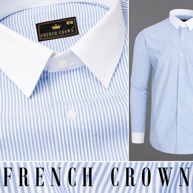Ship Cove With White Collar Striped Premium Cotton Shirt 1
