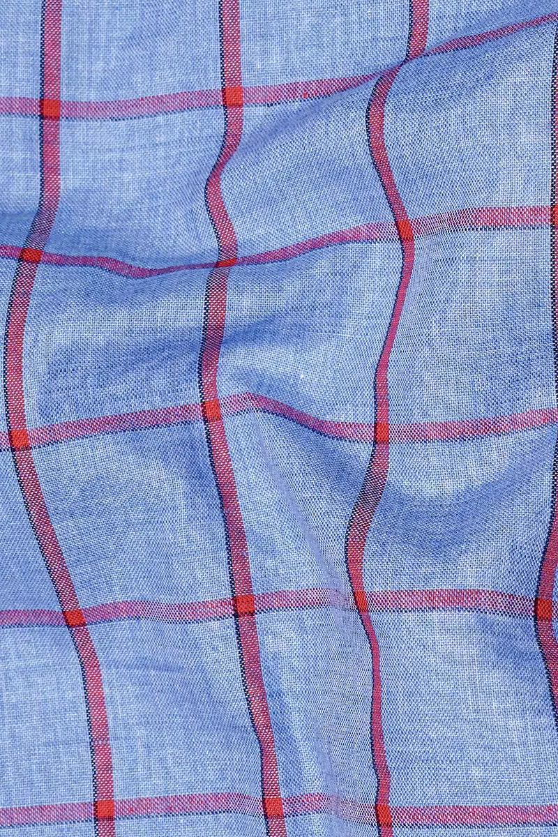 Shipcove Blue And Chestnut Red Windowpane Royal Oxford Shirt 2